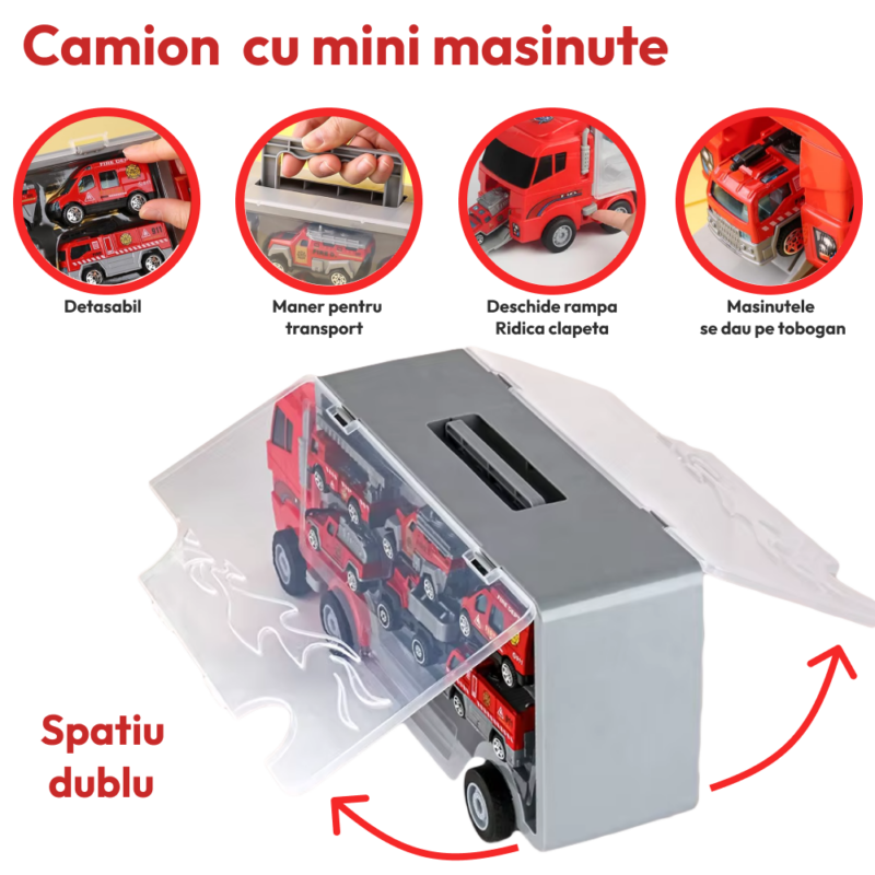 Jucarie copii Camionul cu 6 Vehicule pentru salvare Interventie