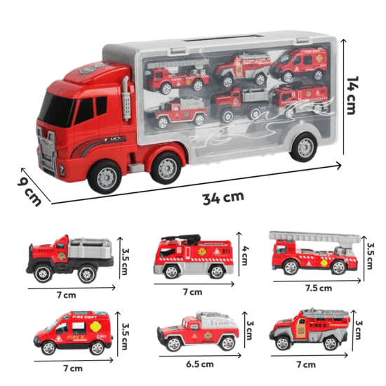 Jucarie copii Camionul cu 6 Vehicule pentru salvare Interventie