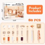 Labirint lemn 80 pc Pista cu bile Constructii STEM cuburi Onshine