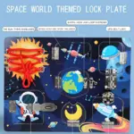Placa senzoriala Montessori Spatiul cosmic cu planete Busy Board