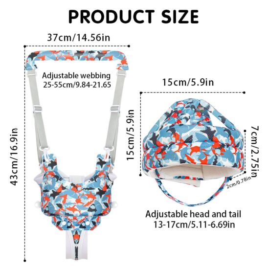 Premergator Bleu cu casca de protectie Ham Bebe de mers reglabil