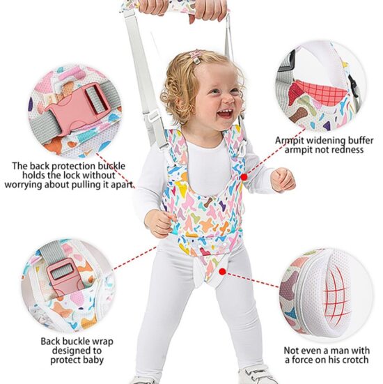 Premergator Roz cu casca de protectie Ham Bebe de mers reglabil