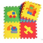 Puzzle burete EVA 10 Placi Jucarii Vehicule colorate copii