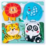 Puzzle lemn Animale din Jungla Jucarii Copii potrivirea formelor