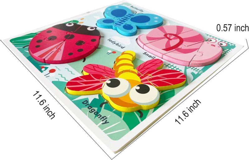 Puzzle lemn Montessori Insecte Jucarii Copii potrivirea formelor