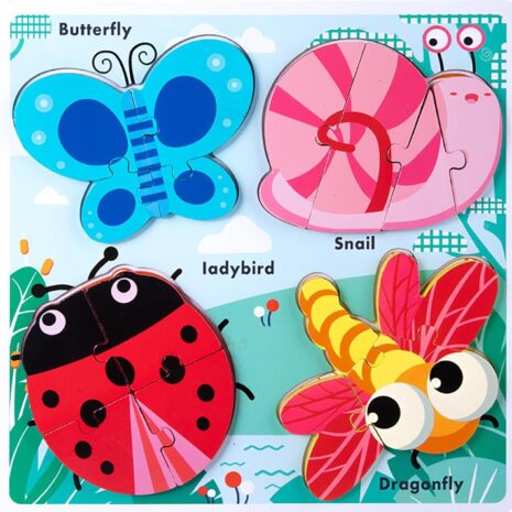 Puzzle lemn Montessori Insecte Jucarii Copii potrivirea formelor