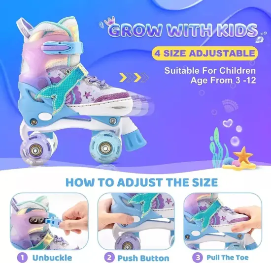 Role Inger Protectii 4 roti incepatori reglabile Lumini Frana Patine