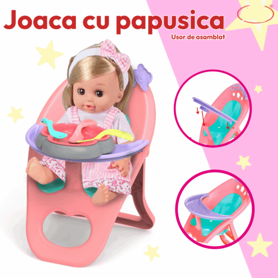 Set Papusa interactiva cu Carucior Patut de dormit si accesorii