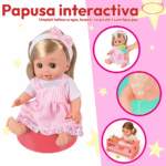 Set Papusa interactiva cu Carucior Patut de dormit si accesorii