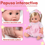 Set Papusa interactiva cu Carucior Patut de dormit si accesorii