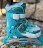 Set Role Turcoaz Reglabile cu protectii Pozitionarea rotilor 2in1