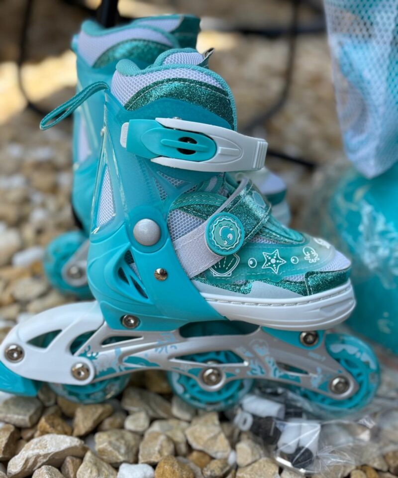 Set Role Turcoaz Reglabile cu protectii Pozitionarea rotilor 2in1