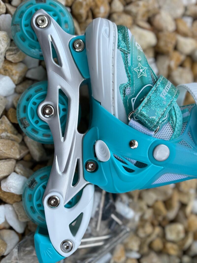 Set Role Turcoaz Reglabile cu protectii Pozitionarea rotilor 2in1