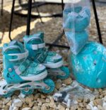 Set Role Turcoaz Reglabile cu protectii Pozitionarea rotilor 2in1