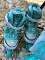 Set Role Turcoaz Reglabile cu protectii Pozitionarea rotilor 2in1