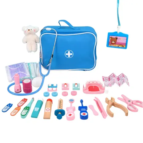 Set Trusa doctor albastru cu accesorii si Jucarie plus copii
