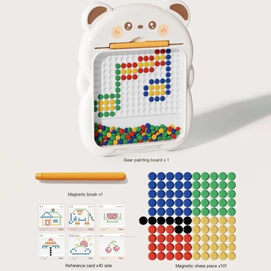 Tabla desen Joc Mozaic Ursulet piese colorate si pix magnetic