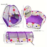 Cort de joaca copii Mov Tunel Piscina Casuta Cos baschet 3 in 1