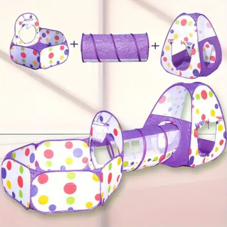Cort de joaca copii Mov Tunel Piscina Casuta Cos baschet 3 in 1