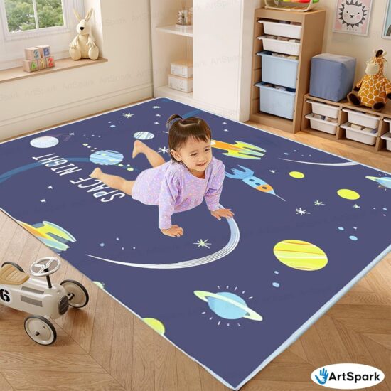 Covor de joaca spuma 200x180cm Racheta cu 2 fete termoizolant