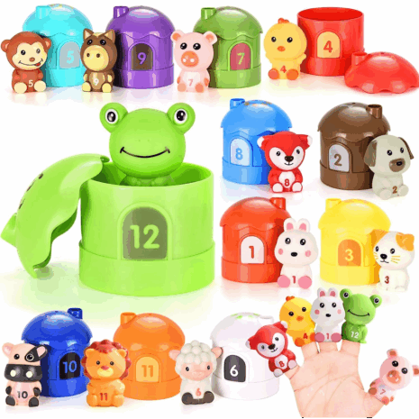 Jucarie Montessori Asociere si sortare Marionete cu 12 Animale