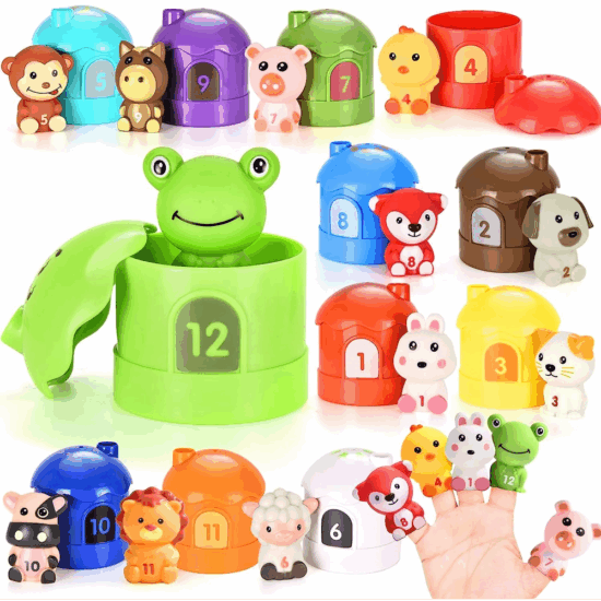 Jucarie Montessori Asociere si sortare Marionete cu 12 Animale