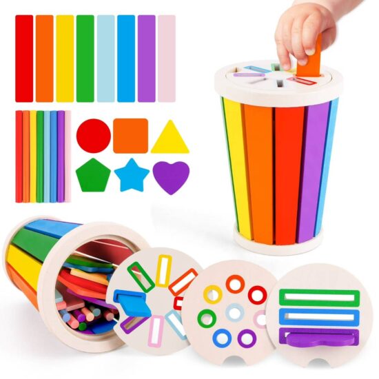 Jucarie Montessori Paharul sortator cu forme geometrice colorate