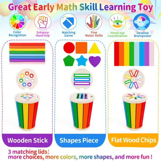 Jucarie Montessori Paharul sortator cu forme geometrice colorate