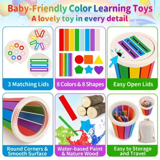 Jucarie Montessori Paharul sortator cu forme geometrice colorate