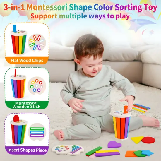 Jucarie Montessori Paharul sortator cu forme geometrice colorate