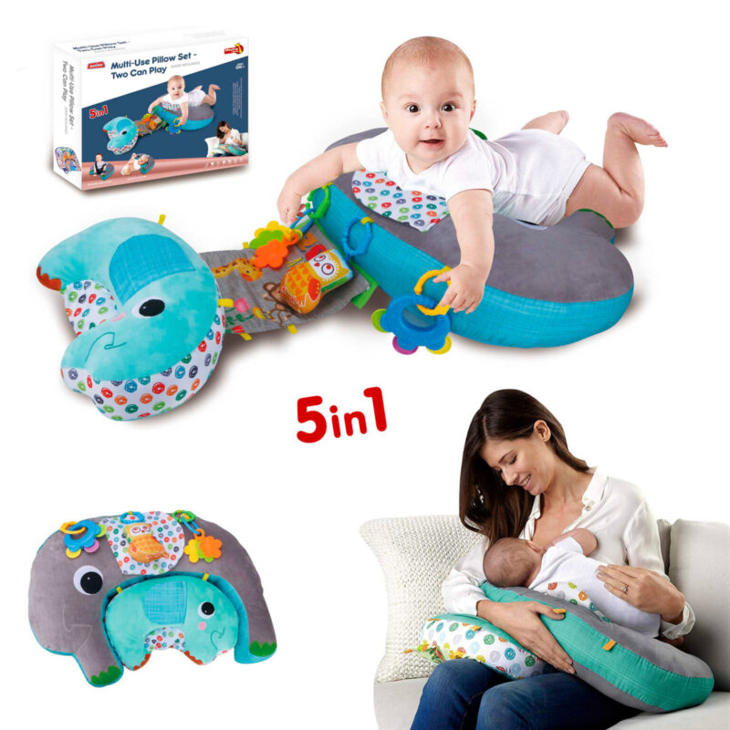 Perna Burtica Alaptare bebe moale Elefant cu Pui si accesorii