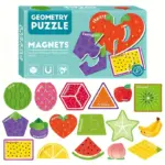 Puzzle educativ Fructe carton magnetic cu 30 piese Geometrie
