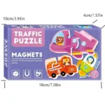 Puzzle educativ Trafic carton magnetic cu 30 piese Vehicule