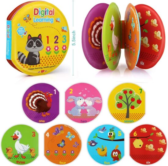 Set 2 Carti de baie Elefant Jucarii educative bebelusi Numere