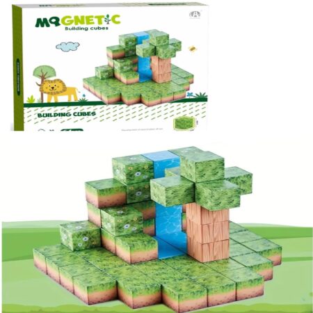 Set 64 Cuburi magnetice MineCraft Magnetic Jucarii Stem creative