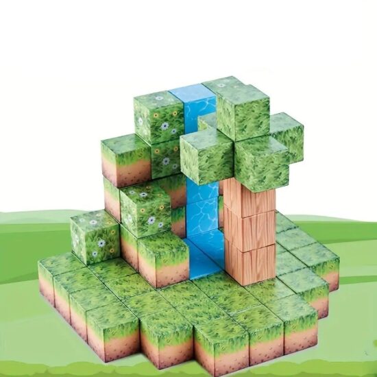 Set 64 Cuburi magnetice MineCraft Magnetic Jucarii Stem creative