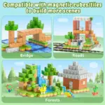 Set 64 Cuburi magnetice MineCraft Magnetic Jucarii Stem creative