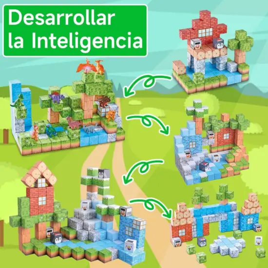 Set 64 Cuburi magnetice MineCraft Magnetic