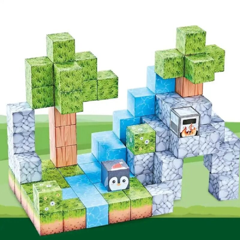 Set 78 Cuburi magnetice MineCraft Magnetic Jucarii Stem creative