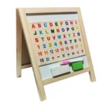 Tabla din lemn 32cm doua fete cu litere cifre si operatii matematice