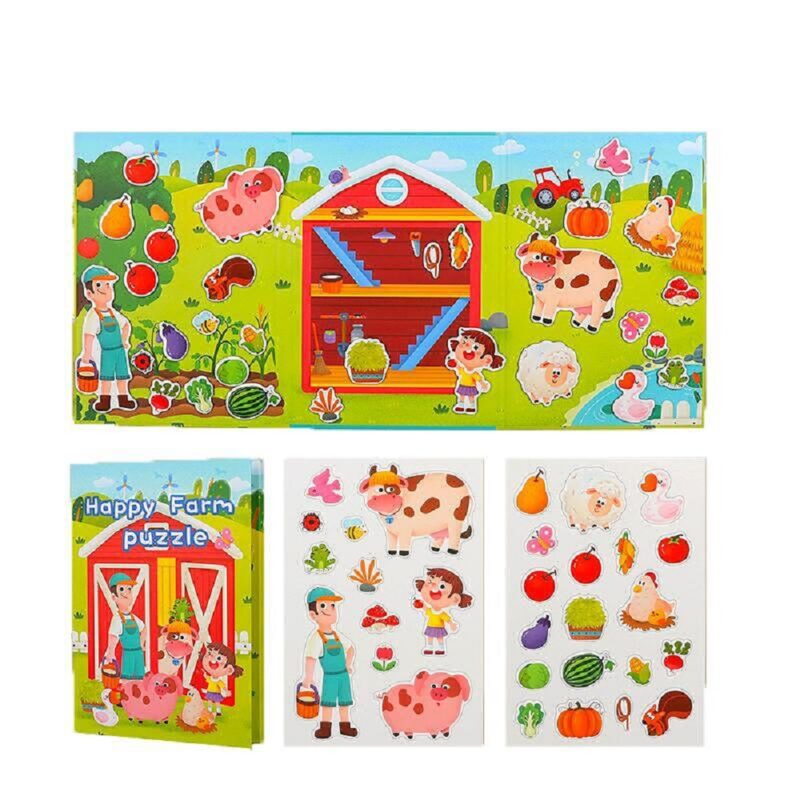 Carte magnetica pliabila Tematica Ferma animalelor fericite Puzzle