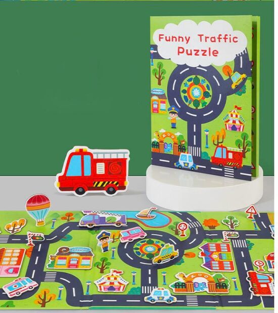 Carte magnetica pliabila Tematica Trafic Urban Puzzle copii