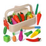 Cosul cu Legume de feliat din lemn Jucarie pentru bucatarie