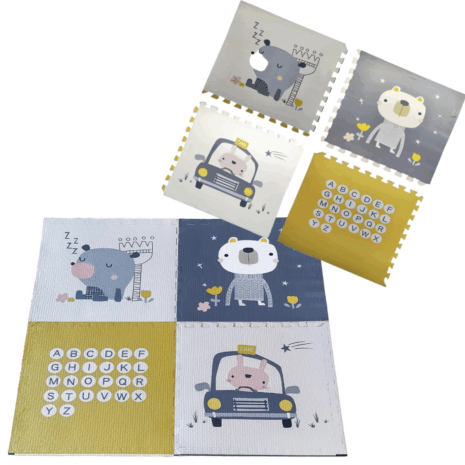 Covoras de joaca 120x120cm Puzzle Afabet Set puzzle 4 piese