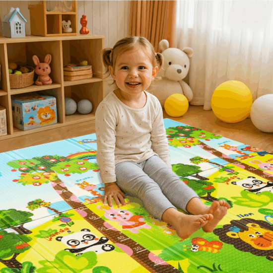 Covoras joaca XPE Curcubeu 180 x 200cm pliabil impermeabil