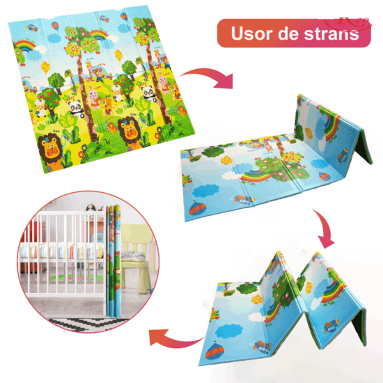 Covoras joaca XPE Curcubeu 180 x 200cm pliabil impermeabil