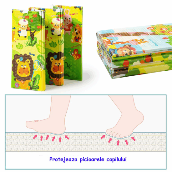 Covoras joaca XPE Curcubeu 180 x 200cm pliabil impermeabil