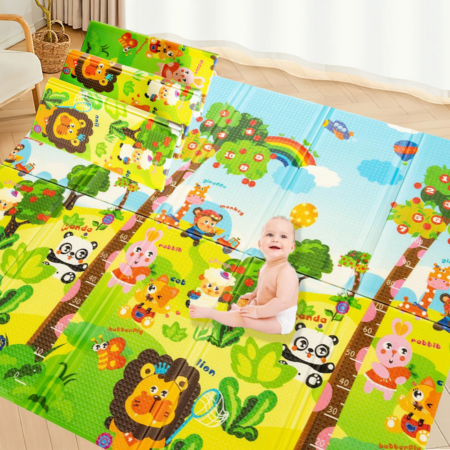 Covoras joaca XPE Curcubeu 180 x 200cm pliabil impermeabil