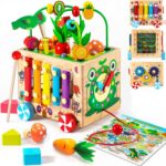 Cub Activitati Montessori 9in1 Pescuit Xilofon Sortare fructe lemn