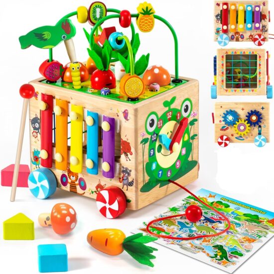 Cub Activitati Montessori 9in1 Pescuit Xilofon Sortare fructe lemn